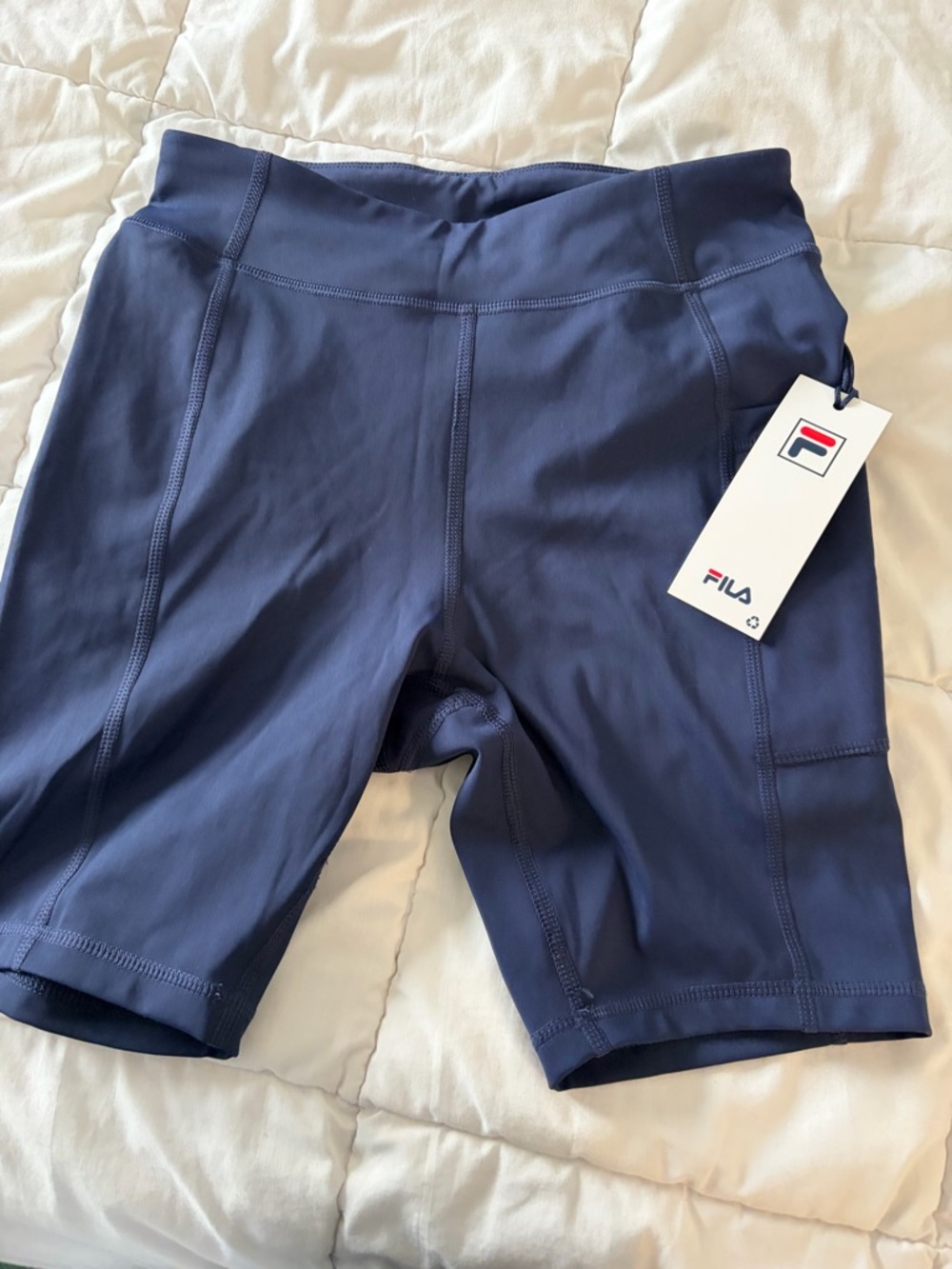 FILA Women's Deep Navy High-Waist Bike Shorts